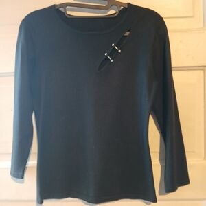 Black pierced 3/4 sleeve sweater